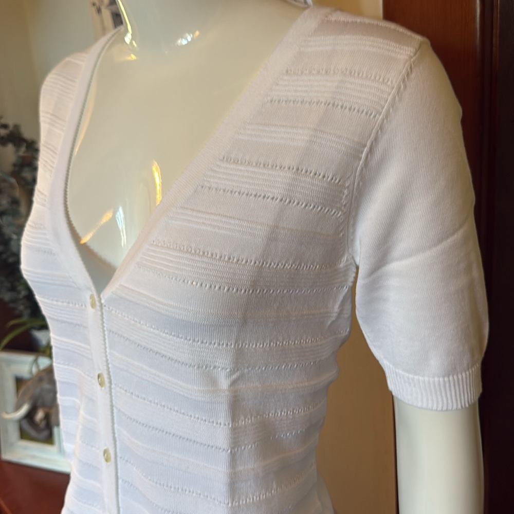 NWT northern reflections size small cotton White Short Sleeve Cardigan